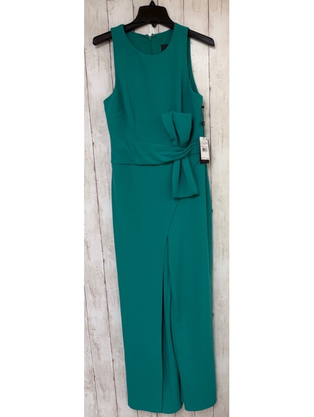 Adrianna Papell Botanic Green Sleeveless Jumpsuit with Bow Detail